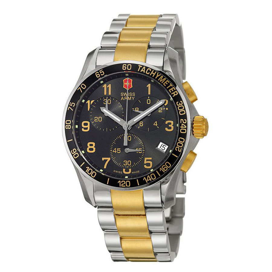 Victorinox Swiss Army 241170 Chrono Classic Two Tone Black Dial Bracelet Watch Hunter Watch Reviews Photos and Articles