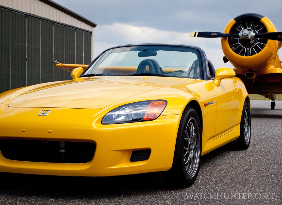 Bright yellow Honda S2000