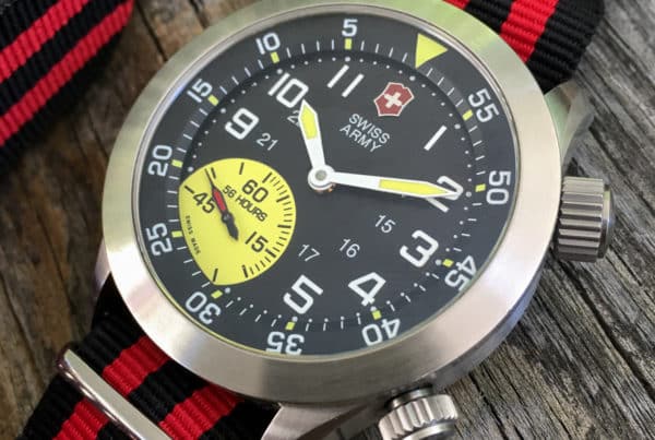 The Airboss Mach 4 Limted Edition has a ompressor style case with 2 crowns on aftermarket NATO strap