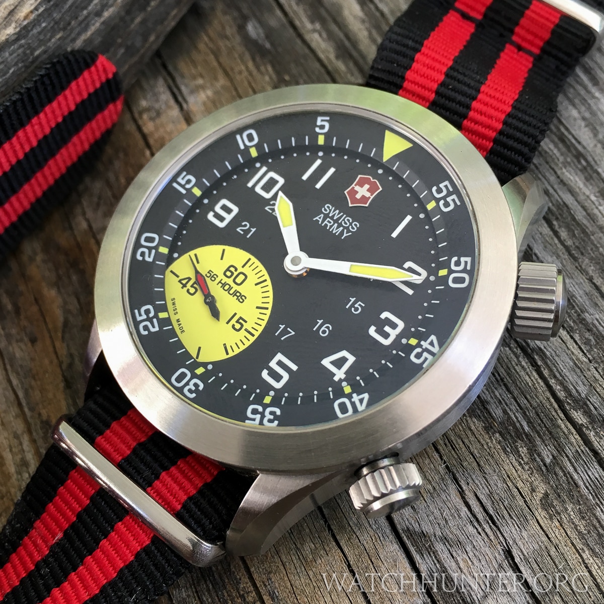 The Airboss Mach 4 Limted Edition has a ompressor style case with 2 crowns on aftermarket NATO strap