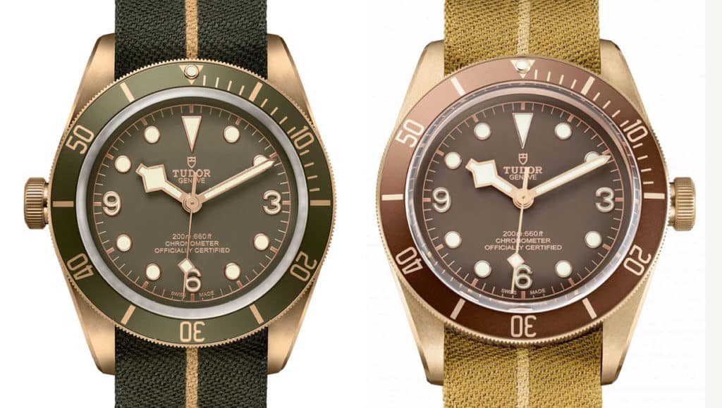 2017 OnlyWatch Tudor Black Bay Bronze One versus the standard bronze Black Bay. Photos: Tudor