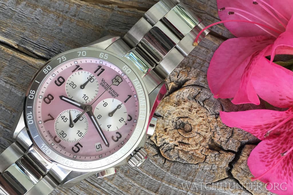 This Victorinox Swiss Army Chrono Classic is pretty in pink Mother-of-Pearl