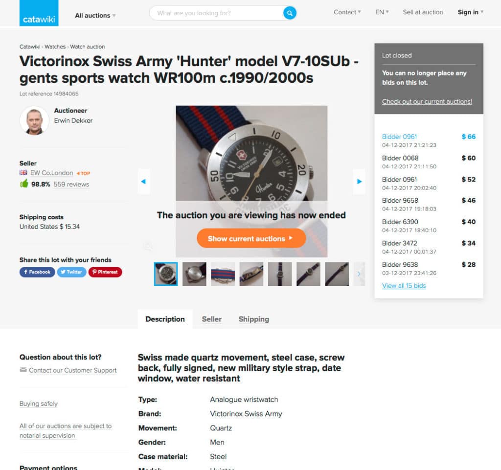 The unique modded watch from eBay got resold in December 2017