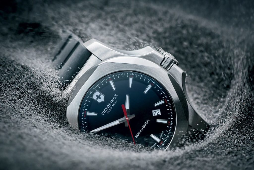 The Victorinox Swiss Army INOX is a hardy watch, but not necessarily scratch proof. Bumpers keep it looking new. Photo: Victorinox