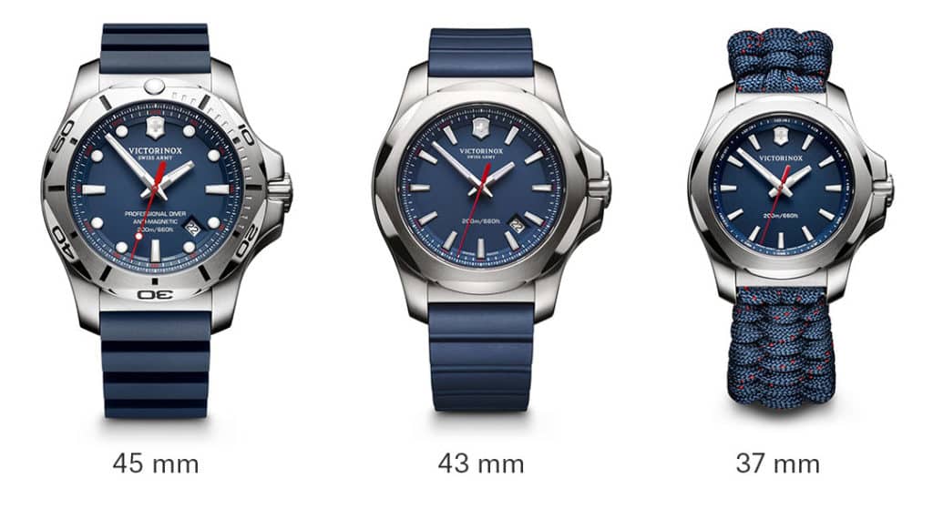 Victorinox Swiss Army INOX watches come in 3 sizes (as of 2017)