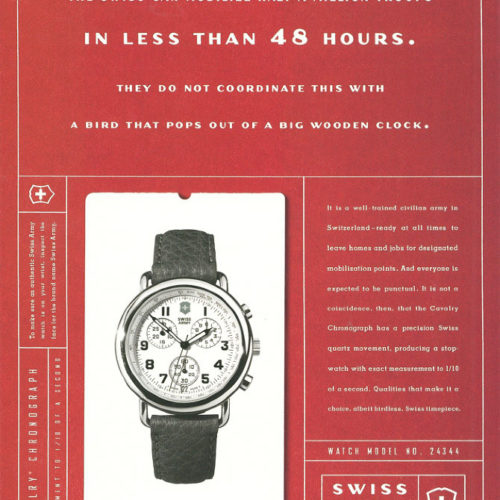 Victorinox Swiss Army Cavalry Chronograph Watch 24344 ad circa 1998