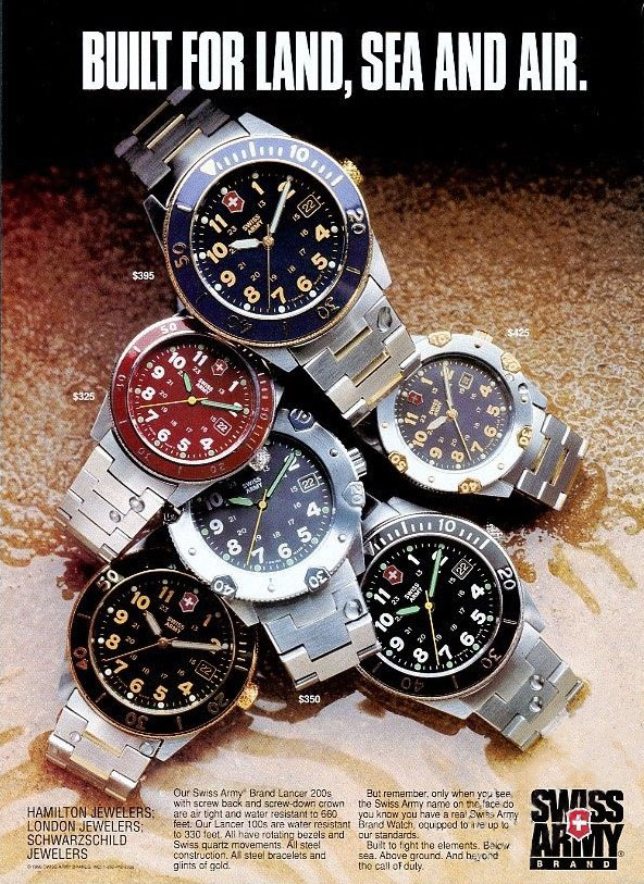 Victorinox Swiss Army Lancer Watches ad from 1996