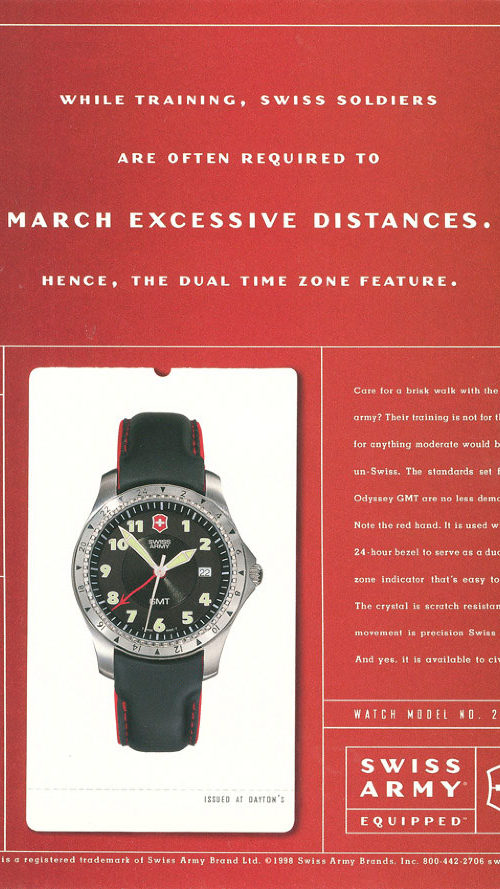 Victorinox Swiss Army Odyssey GMT Watch 24346 ad circa 1998
