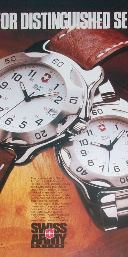 Victorinox Swiss Army Officer's Rachet Watch ad from 1996