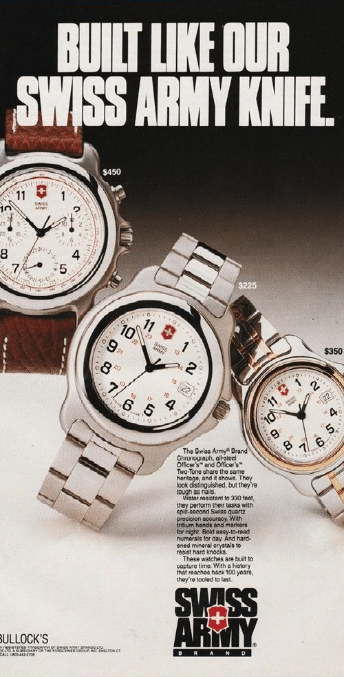 Victorinox Swiss Army Officer's Watches ad from 1994