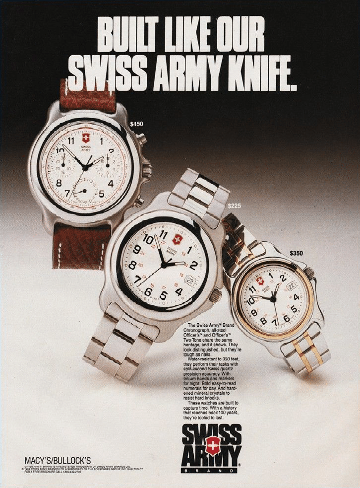 Victorinox Swiss Army Officer's Watches ad from 1994