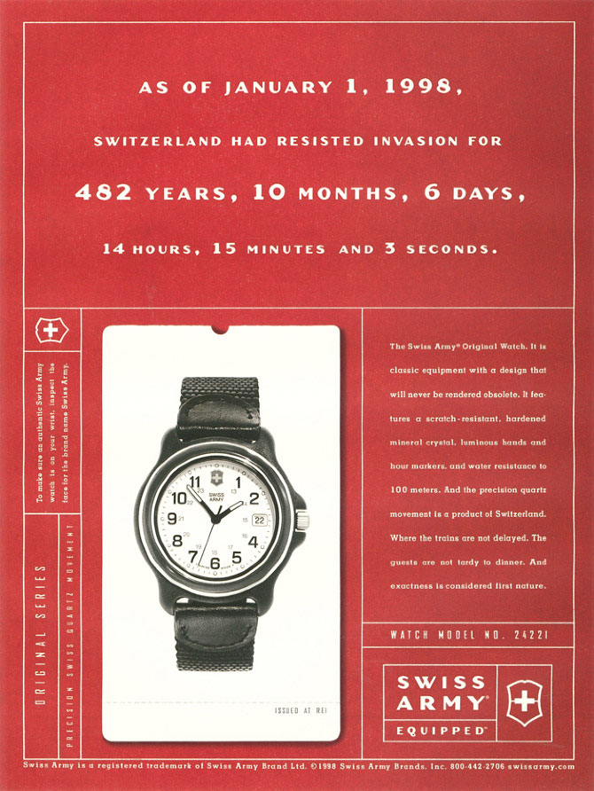 Victorinox Swiss Army Original Series Watch 24221 ad circa 1998