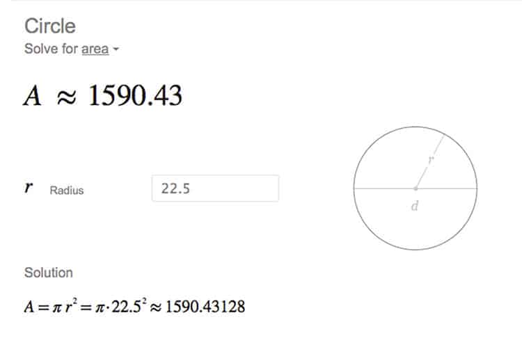 circle area formula