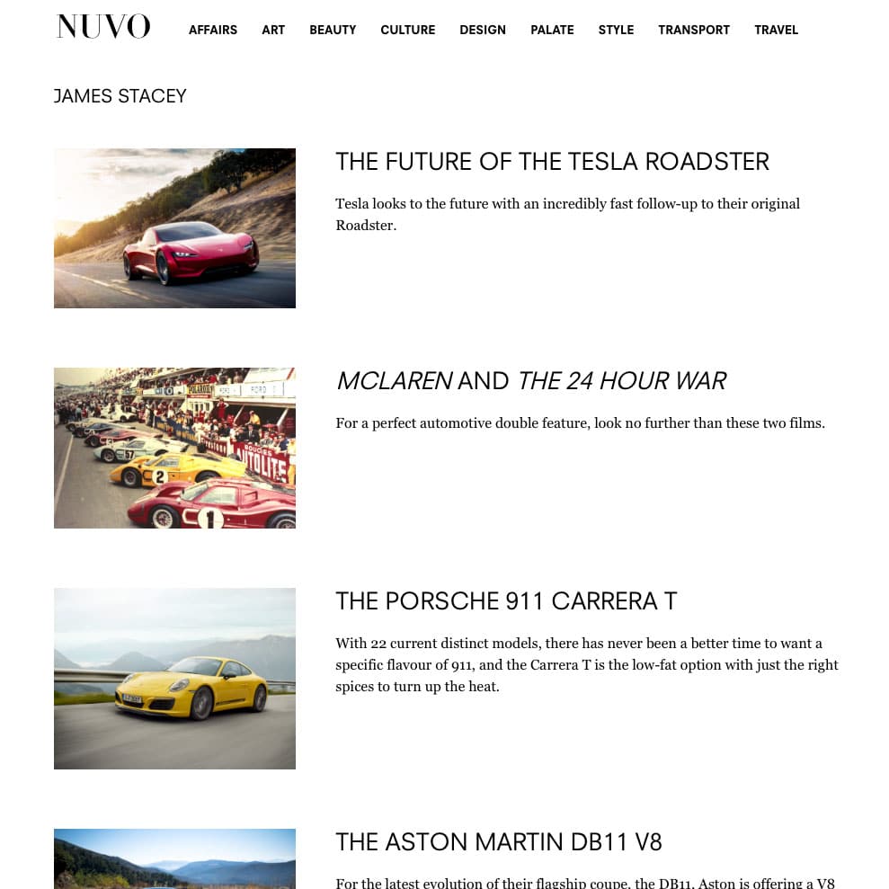James Stacy's automotive articles for NUVO Magazine