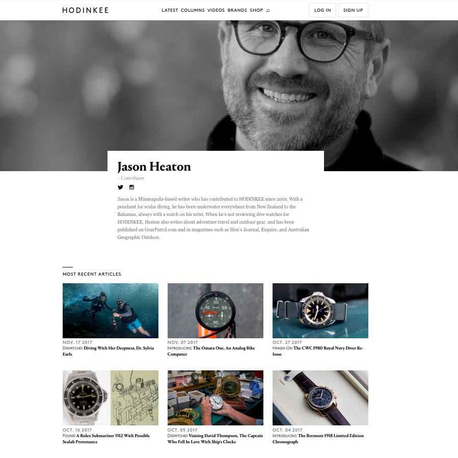 Jason Heaton's watch articles on Hodinkee