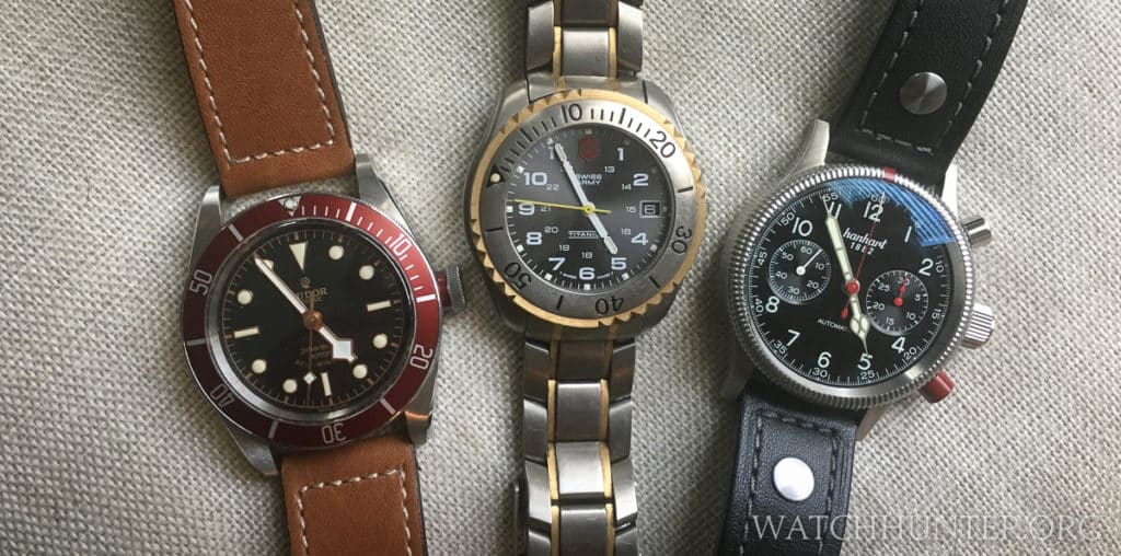The three watches I took on the trip home for my mom's funeral