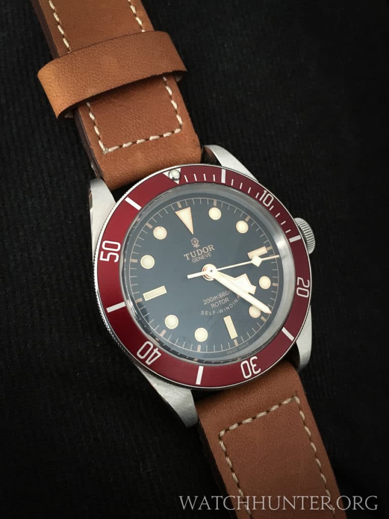 Currently the Black Bay is wearing a calf leather strap from Germany