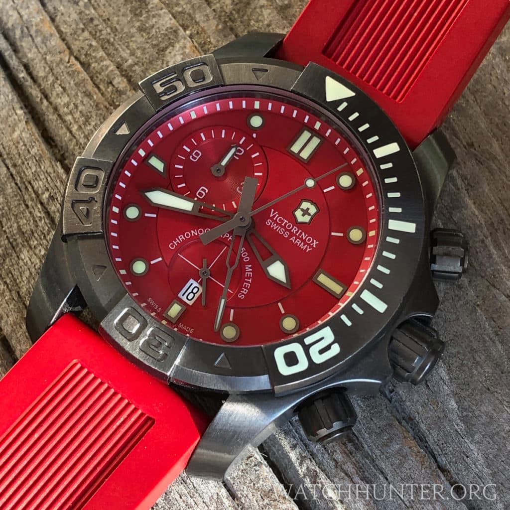 A brilliant metallic red Dive Master 500 Chrono by Victorinox Swiss Army