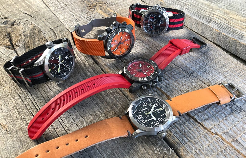 A variety of central minutes chronographs by Victorinox Swiss Army
