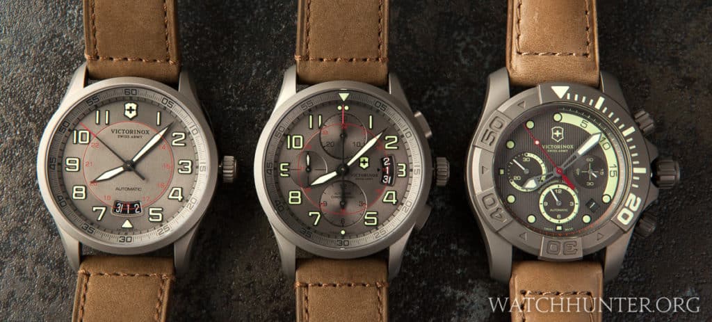 Three stunning Limited Edition Titanium Watches by Victorinox Swiss Army together for a brief time