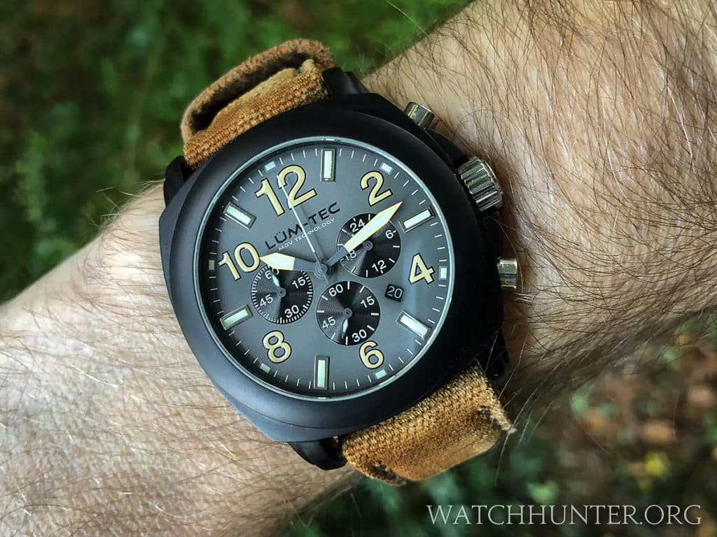 My Lum-Tec M44 on wrist with a custom WW2 canvas strap