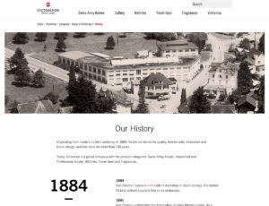 Timeline on Victorinox Site