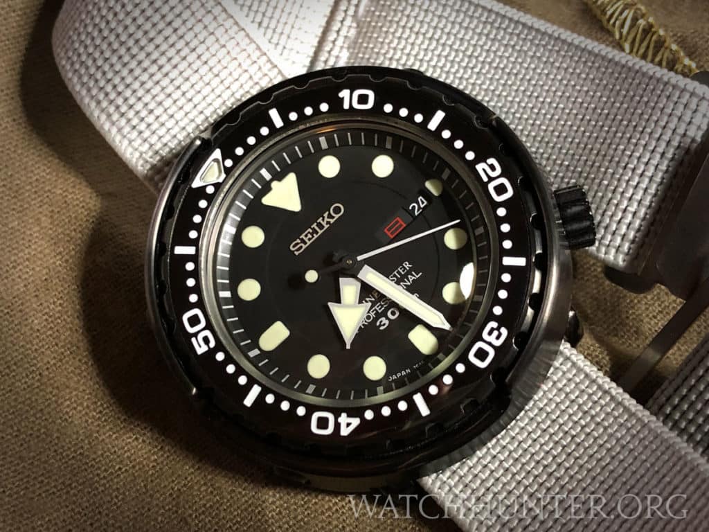 A JDM Seiko Marine Master "Tuna" with a Kanji Day Wheel