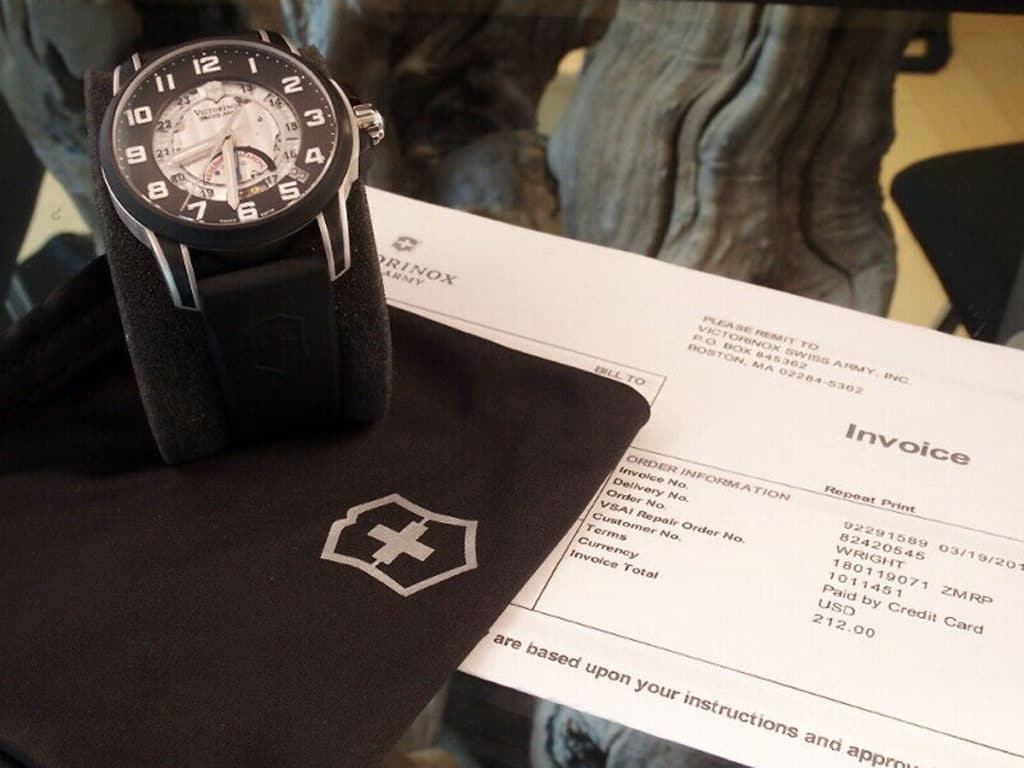 The watch was just freshly serviced by Swiss Army. Photo: Meyer Fine Jewelry