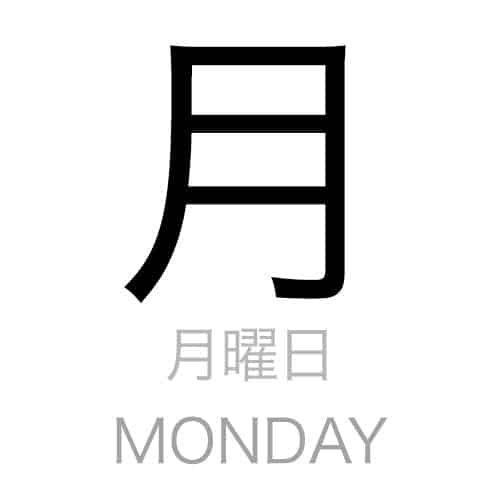 MONDAY in Japanese Kanji