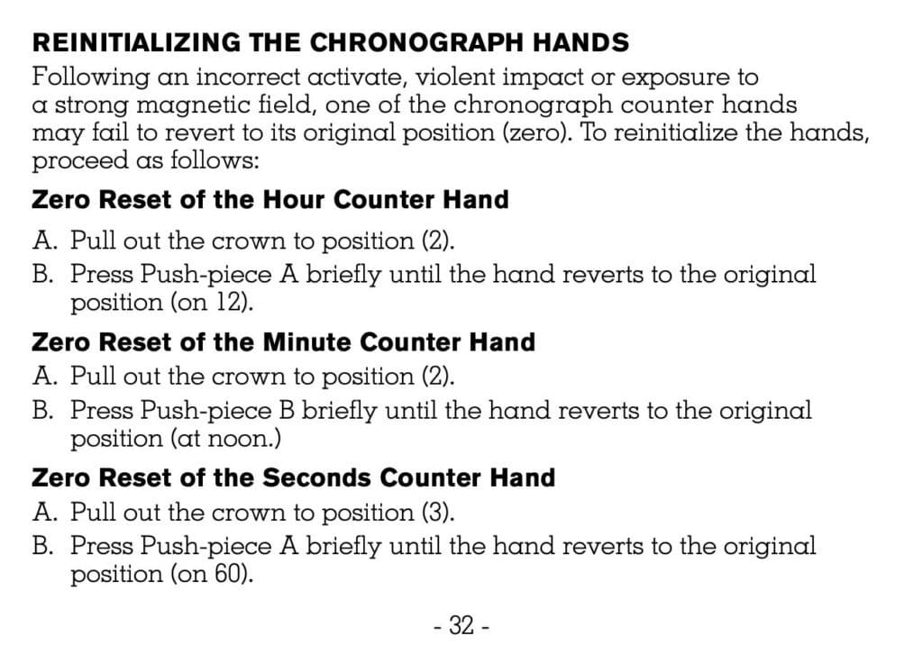 Resetting the hands