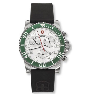 Victorinox Swiss Army – 241085 – Maverick II Chrono, Silver Dial, Green Bezel