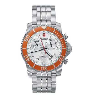 Victorinox Swiss Army – 241088 – Maverick II Chrono, Silver Dial, Orange Bezel, Bracelet