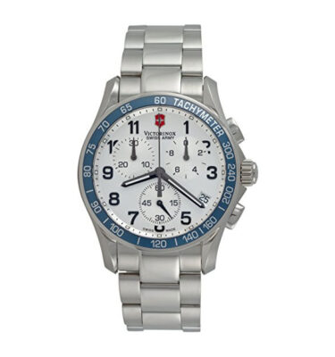 Victorinox Swiss Army – 241121 – Chrono Classic, White Dial, Blue Bezel, Bracelet