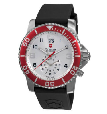 Victorinox Swiss Army – 241177 – Maverick II Dual Time GMT, Silver Dial, Red Bezel
