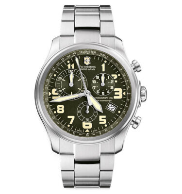 Victorinox Swiss Army – 241288 – Infantry Vintage Quartz Chrono Telemeter, Green Dial, Bracelet