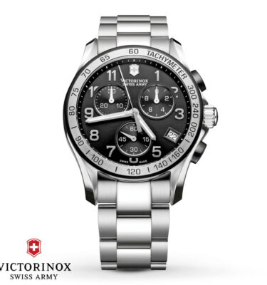 Victorinox Swiss Army – 241403 – Chrono Classic, Black Dial, Silver Bezel, Bracelet