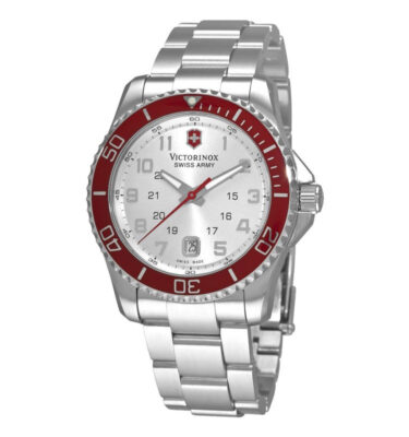 Victorinox Swiss Army – 241439 – Maverick GS, Silver Dial, Red Bezel, Bracelet