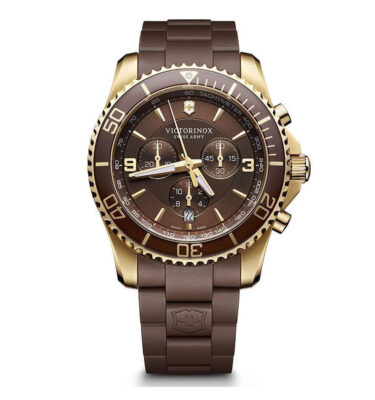 Victorinox Swiss Army – 241692 – Maverick Chrono (Gen 3), Gold PVD,  Brown Dial