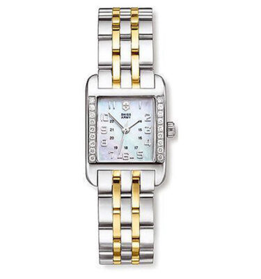 Victorinox Swiss Army – 24852 – Alliance Rectangle Two-Tone, Diamond Bezel, MOP (Mother of Pearl) Dial, Bracelet