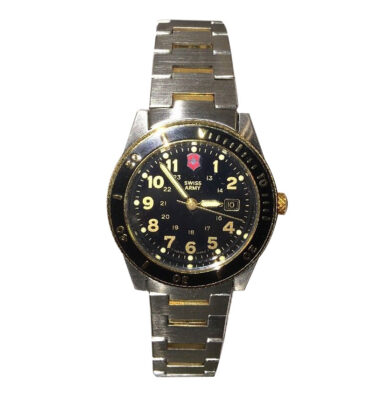 Victorinox Swiss Army – L100-TT-MID-BLACK – Lancer 100 Mid-Size Two-Tone, Black Dial, Bracelet