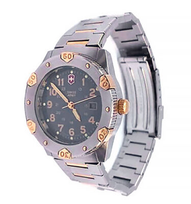 Victorinox Swiss Army – L200-TT-MID – Lancer 200 Mid-Size Two-Tone, Pentagon Bezel, Blue Dial, Bracelet