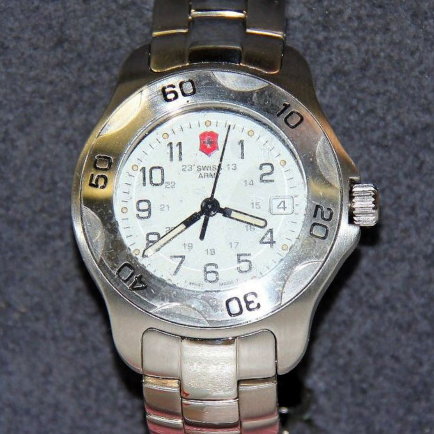 victorinox men's chronograph officer stainless steel bracelet watch 42mm